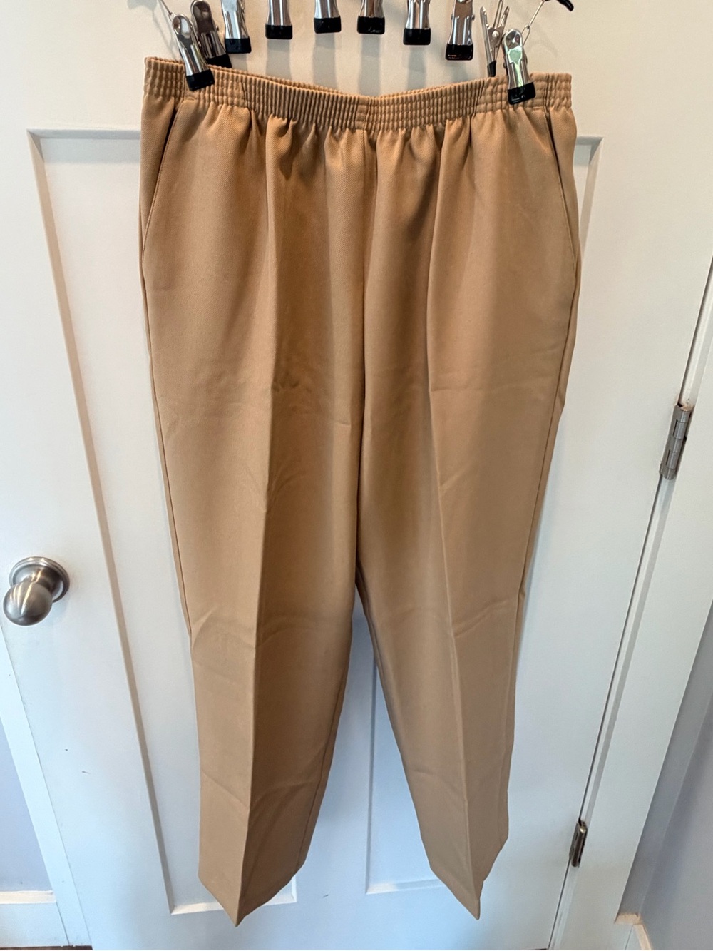 NWT Alfred Dunner Petite Pants Womens 12P Tan Pull On Classics